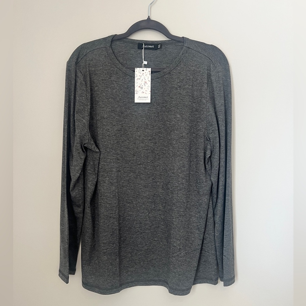 Womens Long Sleeve Round Neck Shirts Basic Tee Fall Top